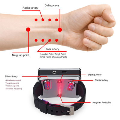 Relógio de pulso leve vermelho da terapia, luz infra-vermelha da acupuntura da baixa intensidade para o alívio das dores do Rhinitis do corpo do ombro do joelho