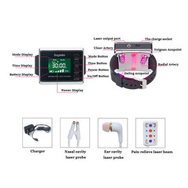 Dispositivo do alívio das dores do laser da cura do diabetes, cor vermelha e azul do relógio da terapia do laser